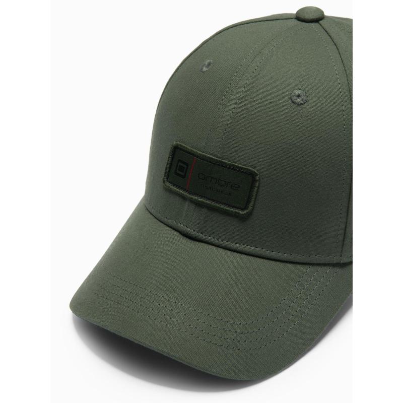 Férfi baseball sapka napellenzővel és felvarróval – khaki V3 OM-ACCS-0103