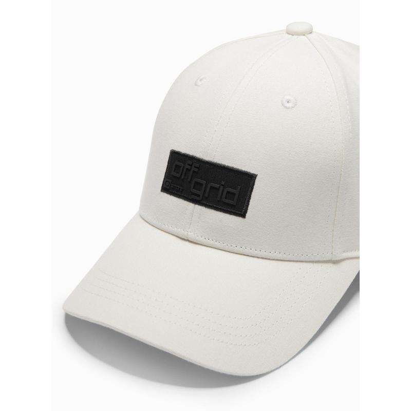 Férfi baseball sapka napellenzővel és téglalap alakú felirattal – krém V2 OM-ACCS-0104