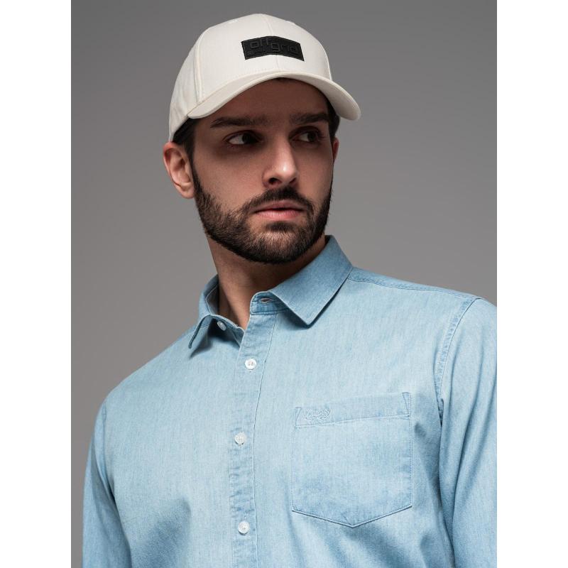 Férfi baseball sapka napellenzővel és téglalap alakú felirattal – krém V2 OM-ACCS-0104