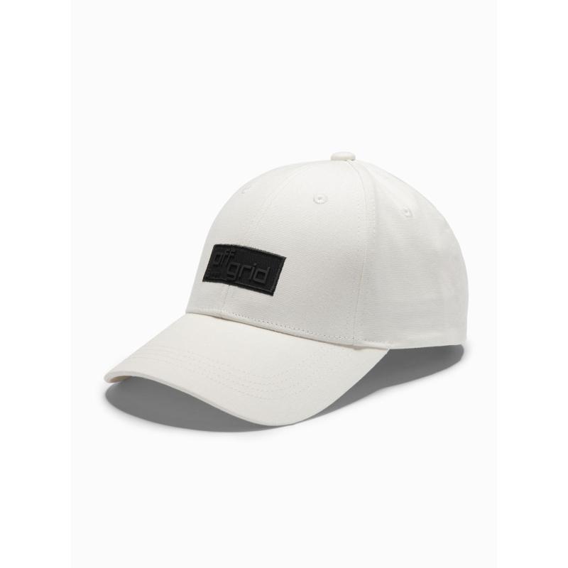 Férfi baseball sapka napellenzővel és téglalap alakú felirattal – krém V2 OM-ACCS-0104