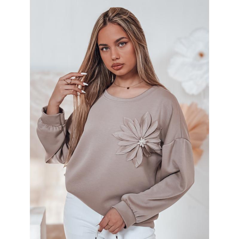 FLORINE női pulóver, egy méret, oversize, mokka