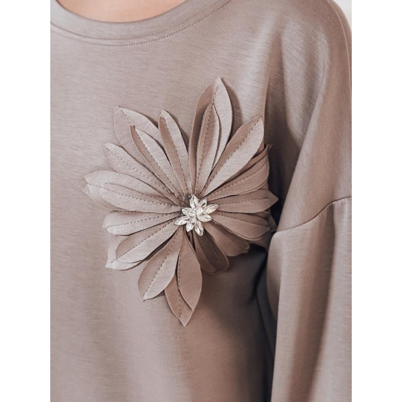 FLORINE női pulóver, egy méret, oversize, mokka