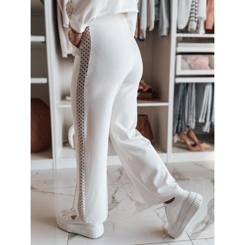 Dámské široké žebrované kalhoty LUXEEN ecru