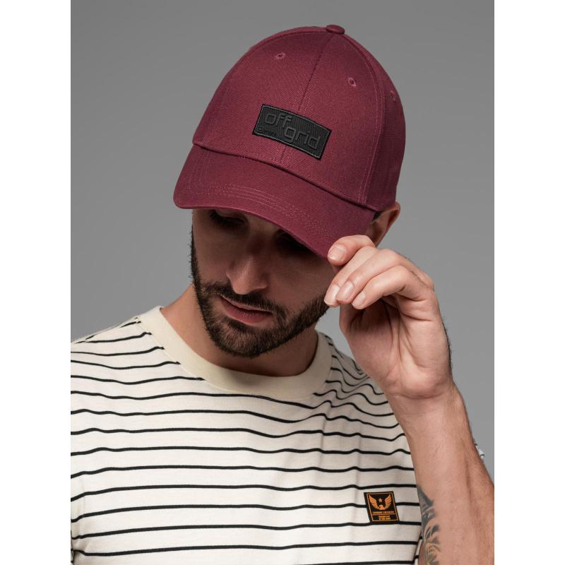 Férfi baseball sapka gallérral és téglalap alakú címkével – gesztenyebarna V8 OM-ACCS-0104