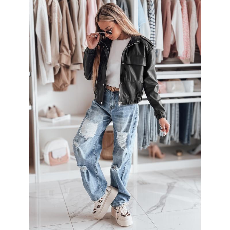 Dámska oversized krátka motorkárska bunda MOTORES, čierna