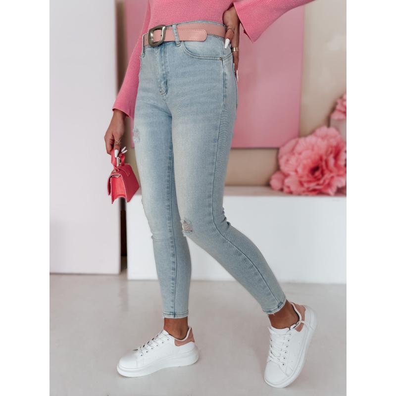 Dámské úzké džíny s páskem SLIMIVI modré