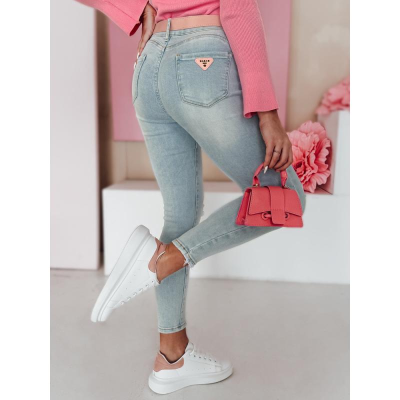 Dámské úzké džíny s páskem SLIMIVI modré