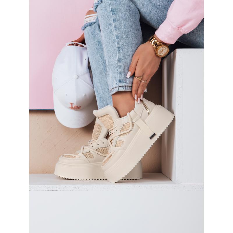 Női cipő magas platformon UPSOLE természetes