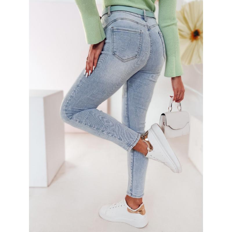 Dámské džínové úzké kalhoty se srdíčky JENIVIA modrá