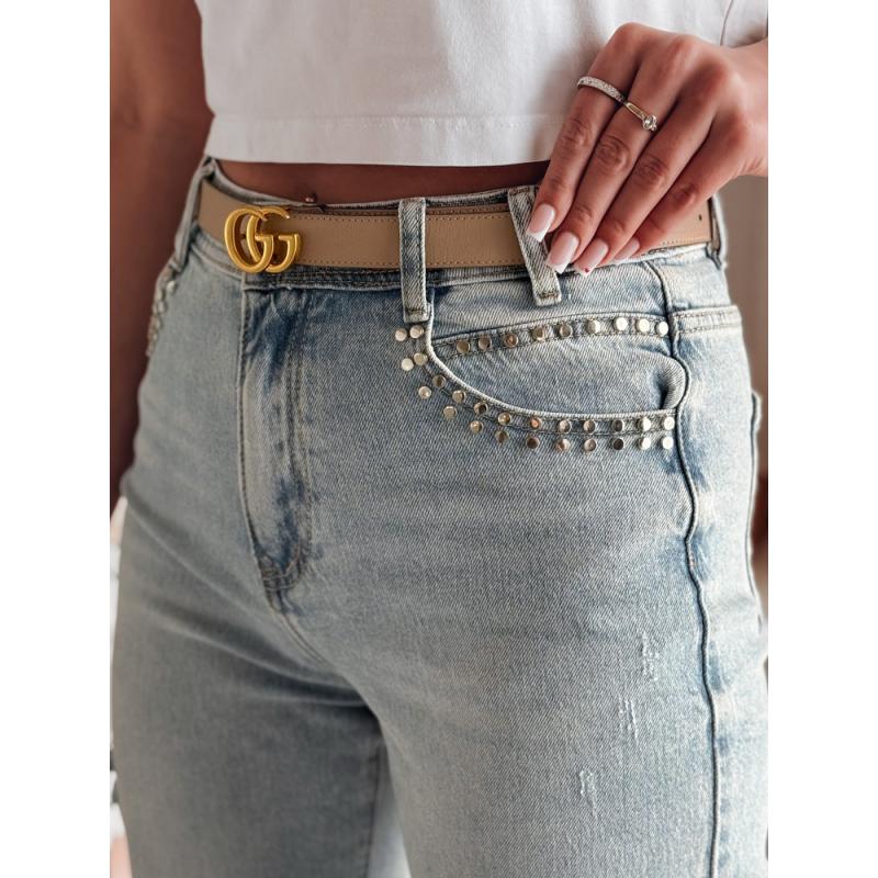 Dámské džínové kalhoty s širokými nohavicemi MODNEVIS modrá