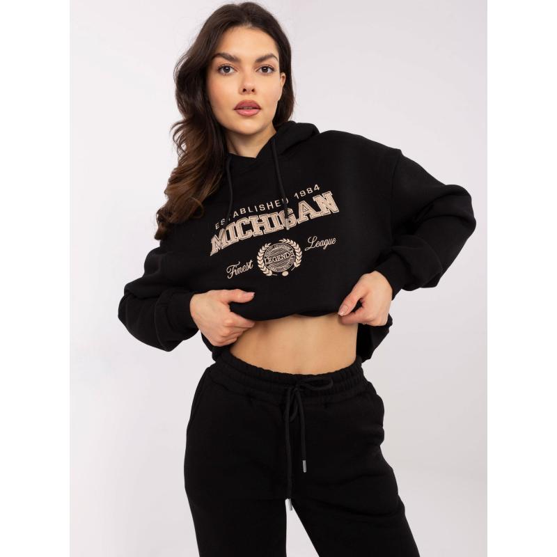 Fekete szigetelt szett kenguru pulóverrel