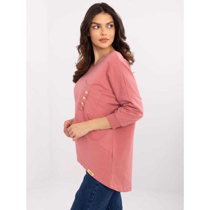 Špinavě růžová oversize halenka s kapsami