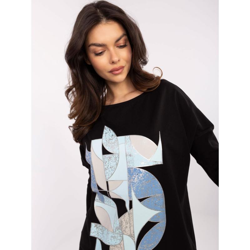 Černá bavlněná halenka s potiskem