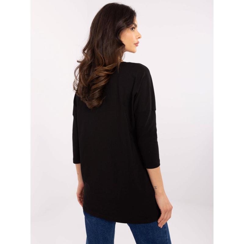 Černá bavlněná halenka s potiskem