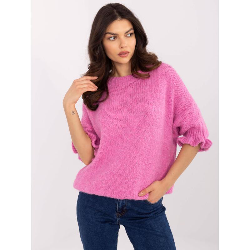 Špinavě růžový oversize svetr v jednobarevném provedení