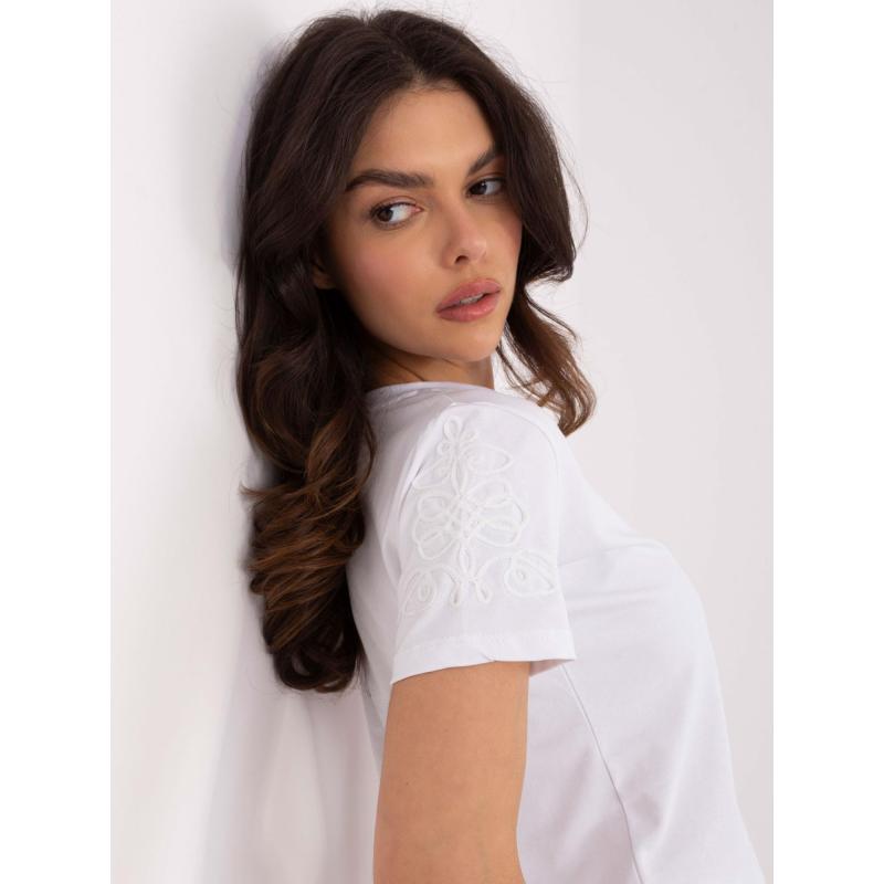 Bílé bavlněné tričko s výšivkou