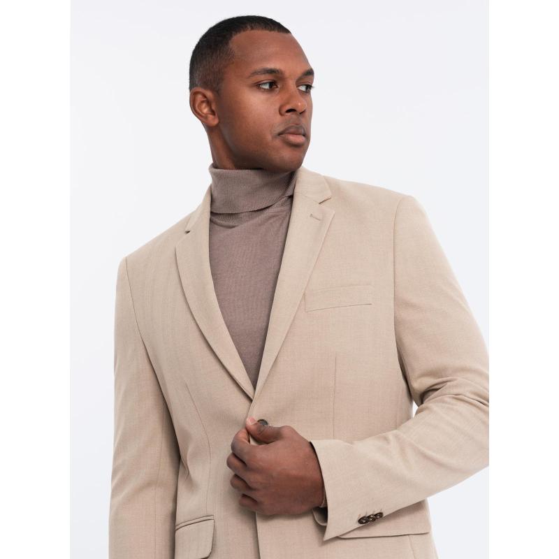 Elegáns férfi kockás blézer gyapjúkeverékből - szürke V1 OM-BLZB-0137 OM-BLZB-0137