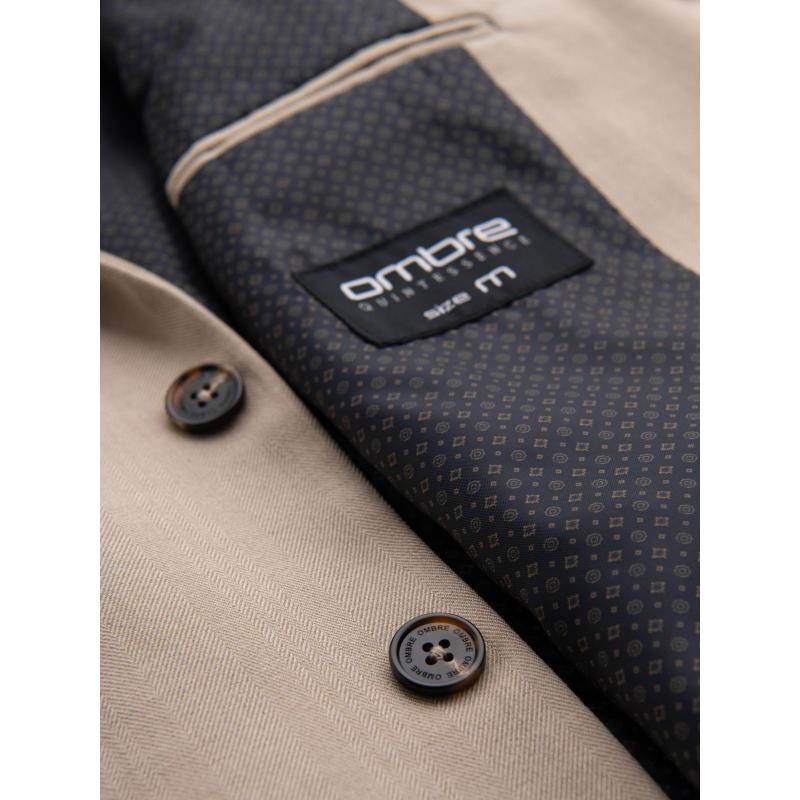 Elegáns férfi kockás blézer gyapjúkeverékből - szürke V1 OM-BLZB-0137 OM-BLZB-0137