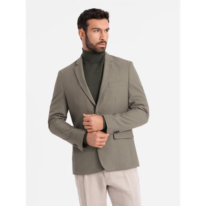 Elegáns férfi kockás blézer gyapjúkeverékkel - szürke V1 OM-BLZB-0137 OM-BLZB-0137