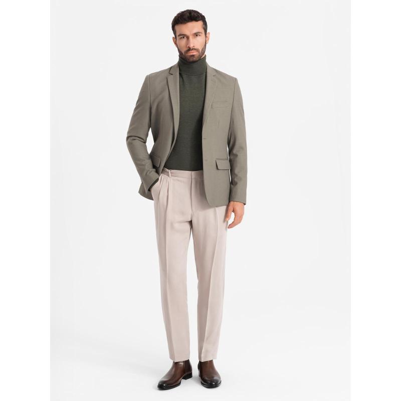 Elegáns férfi kockás blézer gyapjúkeverékkel - szürke V1 OM-BLZB-0137 OM-BLZB-0137