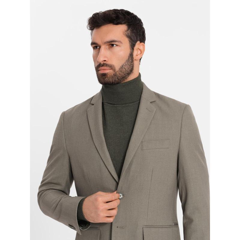 Elegáns férfi kockás blézer gyapjúkeverékkel - szürke V1 OM-BLZB-0137 OM-BLZB-0137