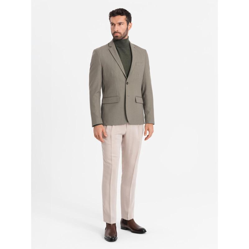 Elegáns férfi kockás blézer gyapjúkeverékkel - szürke V1 OM-BLZB-0137 OM-BLZB-0137