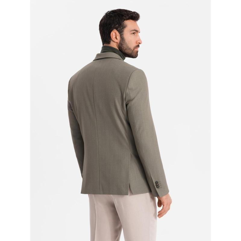 Elegáns férfi kockás blézer gyapjúkeverékkel - szürke V1 OM-BLZB-0137 OM-BLZB-0137