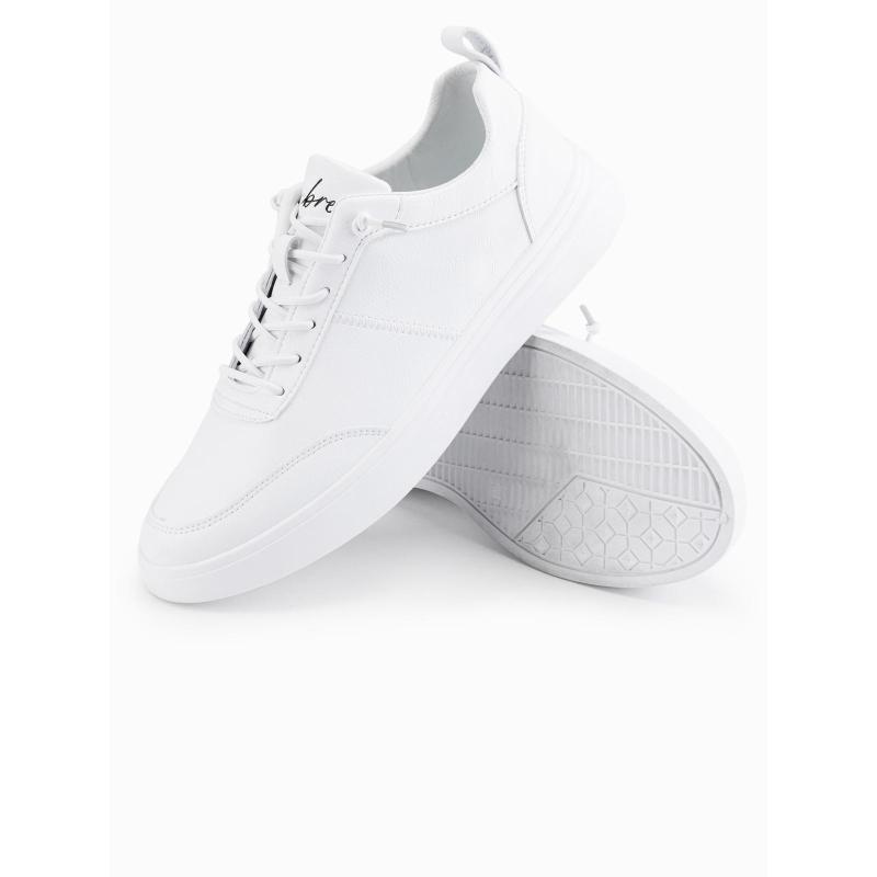 Férfi egyszínű sportcipő varrással – fehér V1 OM-FOCS-0159
