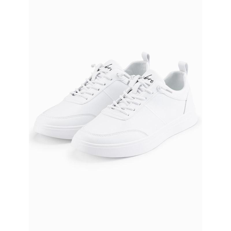 Férfi egyszínű sportcipő varrással – fehér V1 OM-FOCS-0159