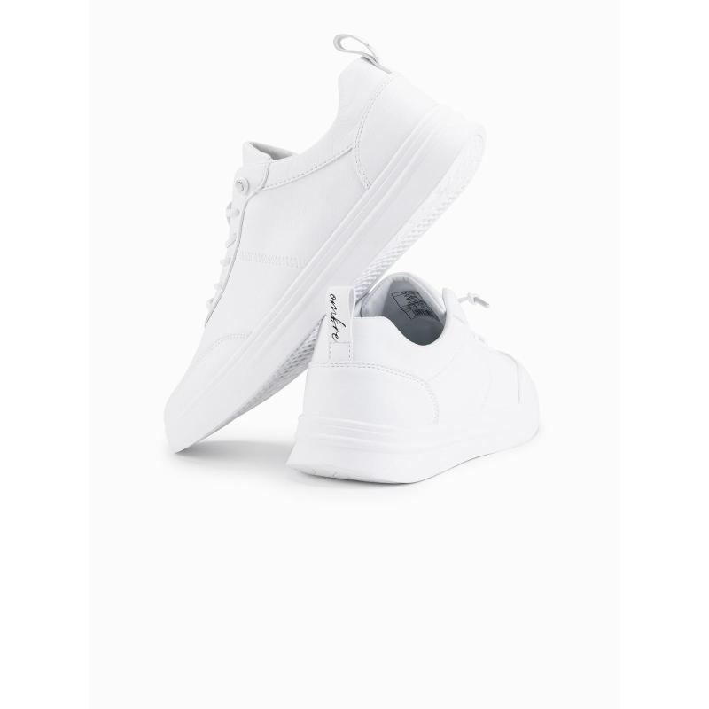 Férfi egyszínű sportcipő varrással – fehér V1 OM-FOCS-0159