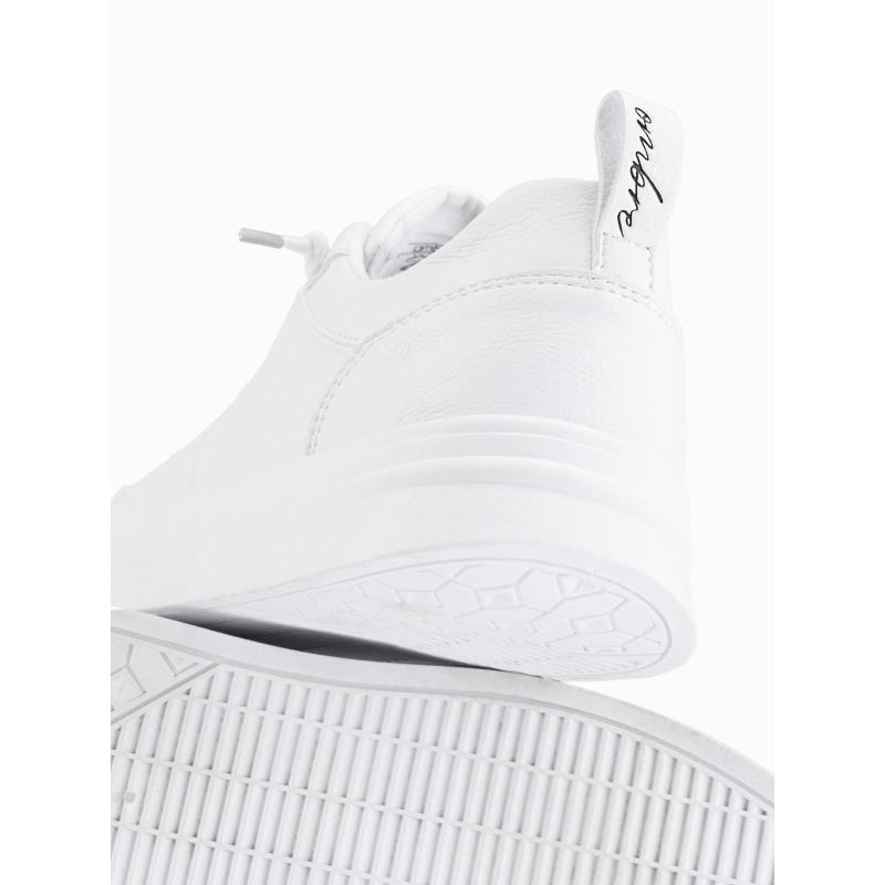 Férfi egyszínű sportcipő varrással – fehér V1 OM-FOCS-0159