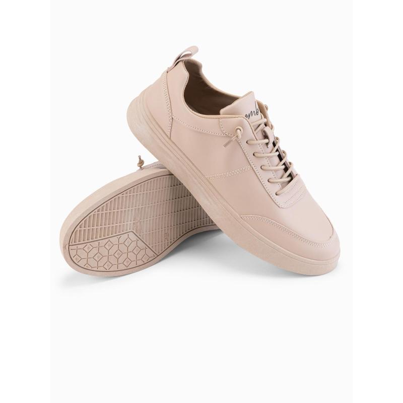 Férfi egyszínű sportcipő varrással – bézs V2 OM-FOCS-0159