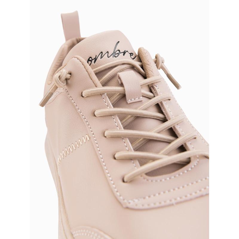 Férfi egyszínű sportcipő varrással – bézs V2 OM-FOCS-0159