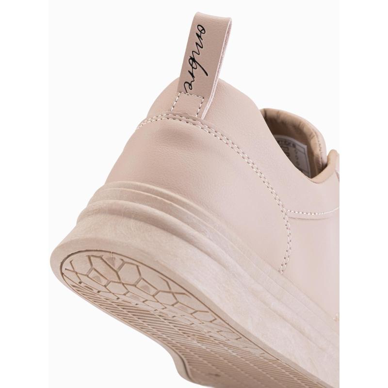 Férfi egyszínű sportcipő varrással – bézs V2 OM-FOCS-0159