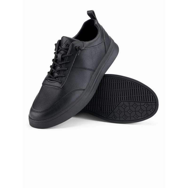 Férfi egyszínű sportcipő varrott díszítéssel – fekete V4 OM-FOCS-0159