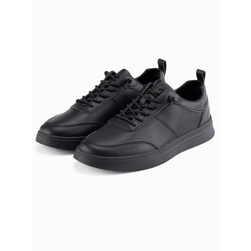 Férfi egyszínű sportcipő varrott díszítéssel – fekete V4 OM-FOCS-0159