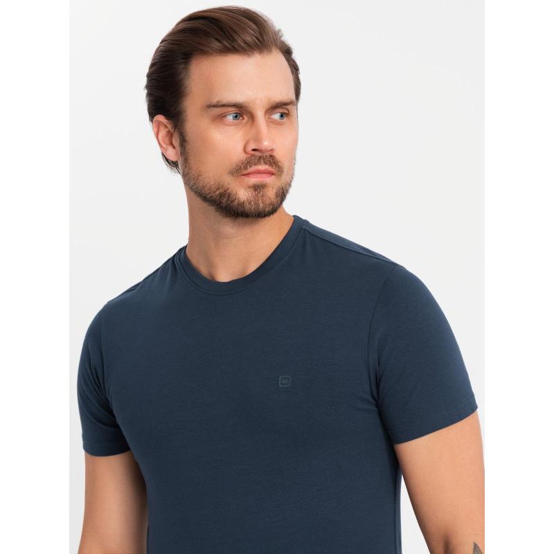 Pánská bavlněná trička BASIC s kulatým výstřihem - černá/bílá/tmavě modrá V1 OM-TSBS-0232