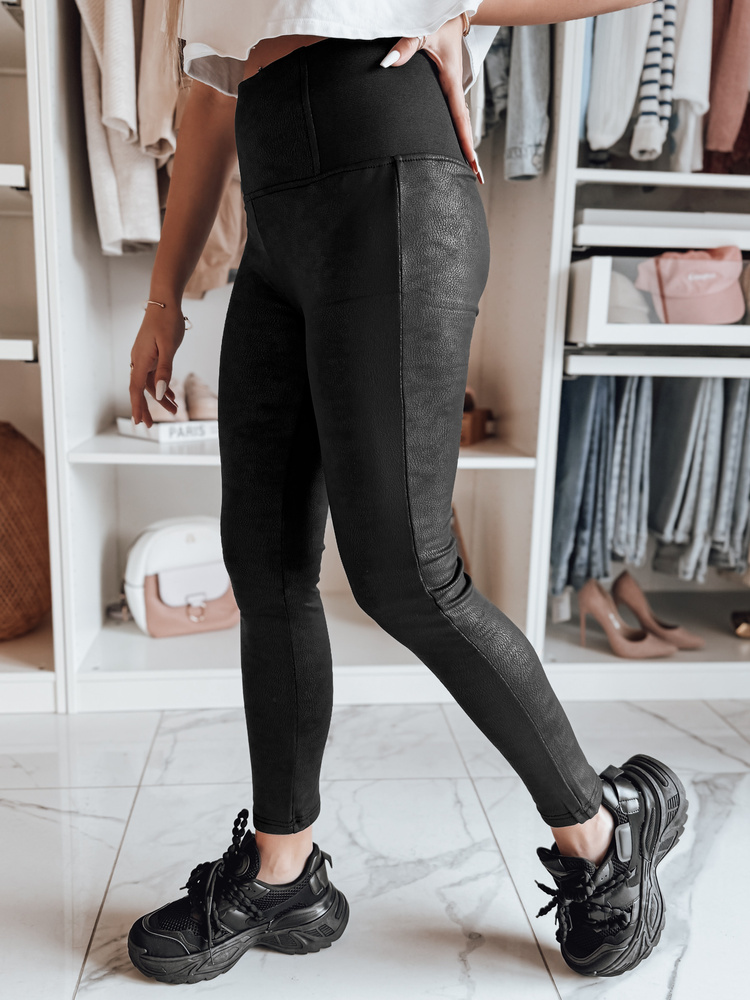 Női viaszos, magas derekú leggings NIVANA fekete
