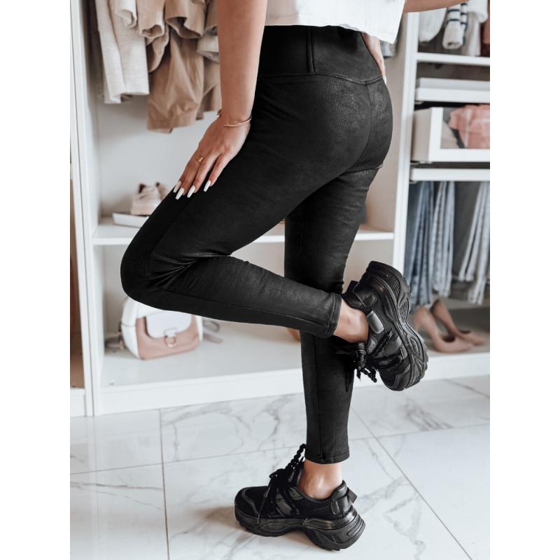 Női viaszos, magas derekú leggings NIVANA fekete