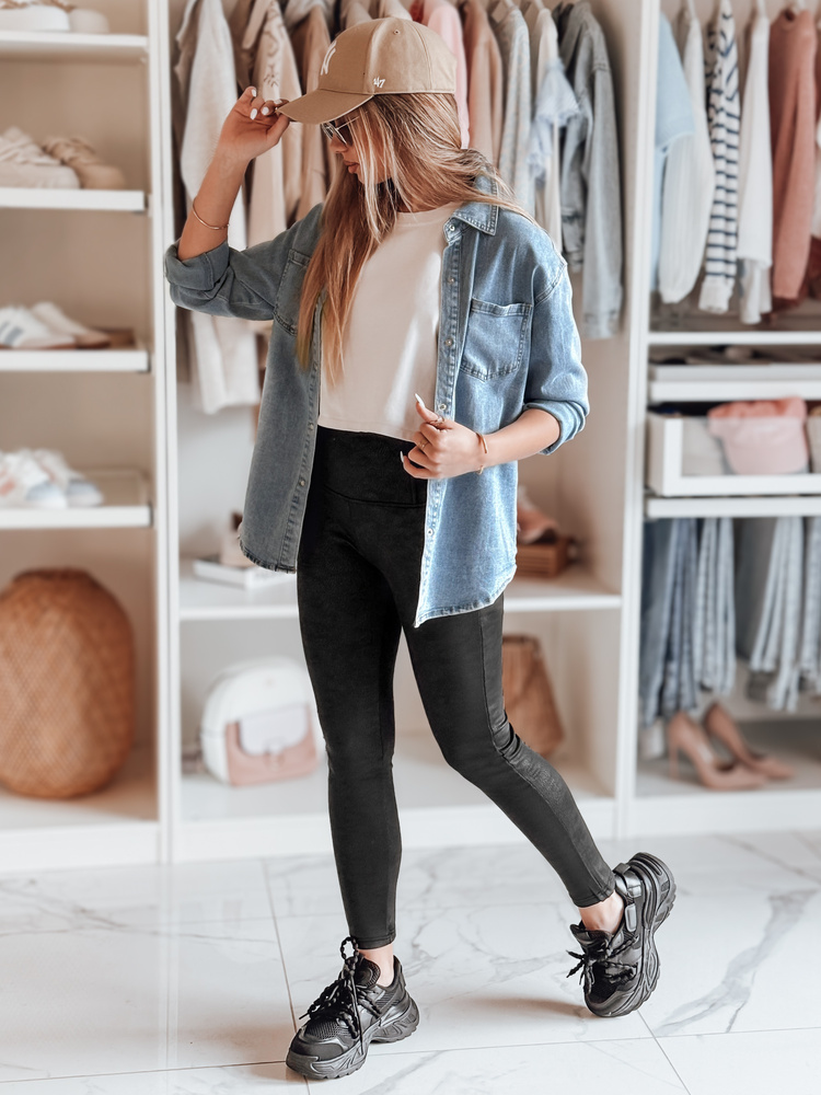 Női viaszos, magas derekú leggings NIVANA fekete - foto 3