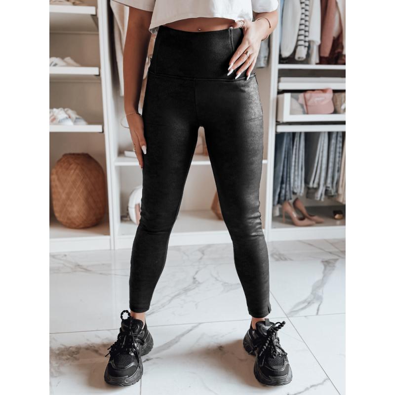 Női viaszos, magas derekú leggings NIVANA fekete