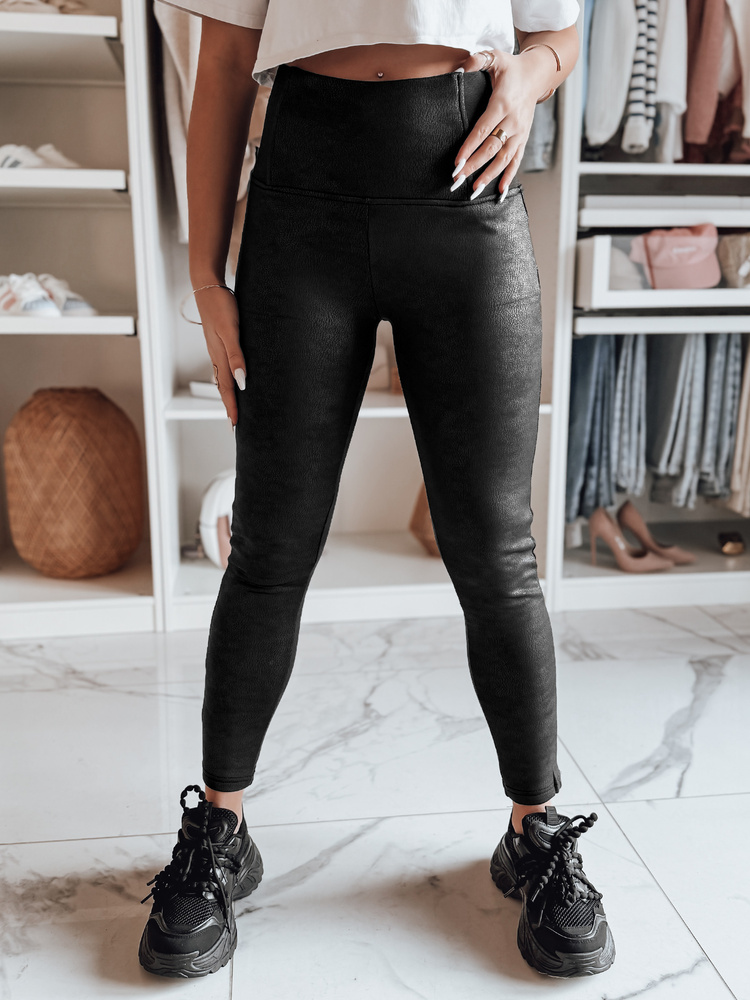 Női viaszos, magas derekú leggings NIVANA fekete - foto 4