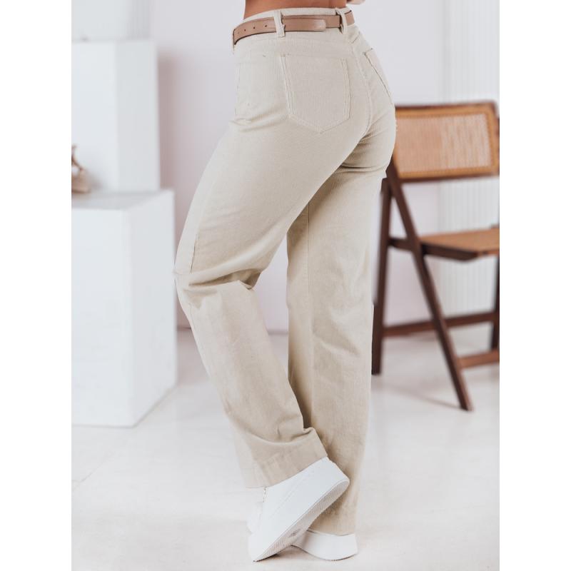 Női széles szárú kordbársony nadrág WELVIA világos bézs