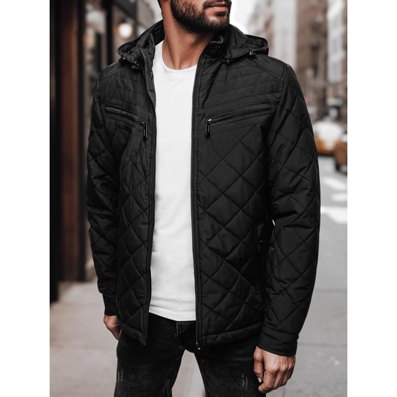 Pánská přechodová bunda s kapucí černá