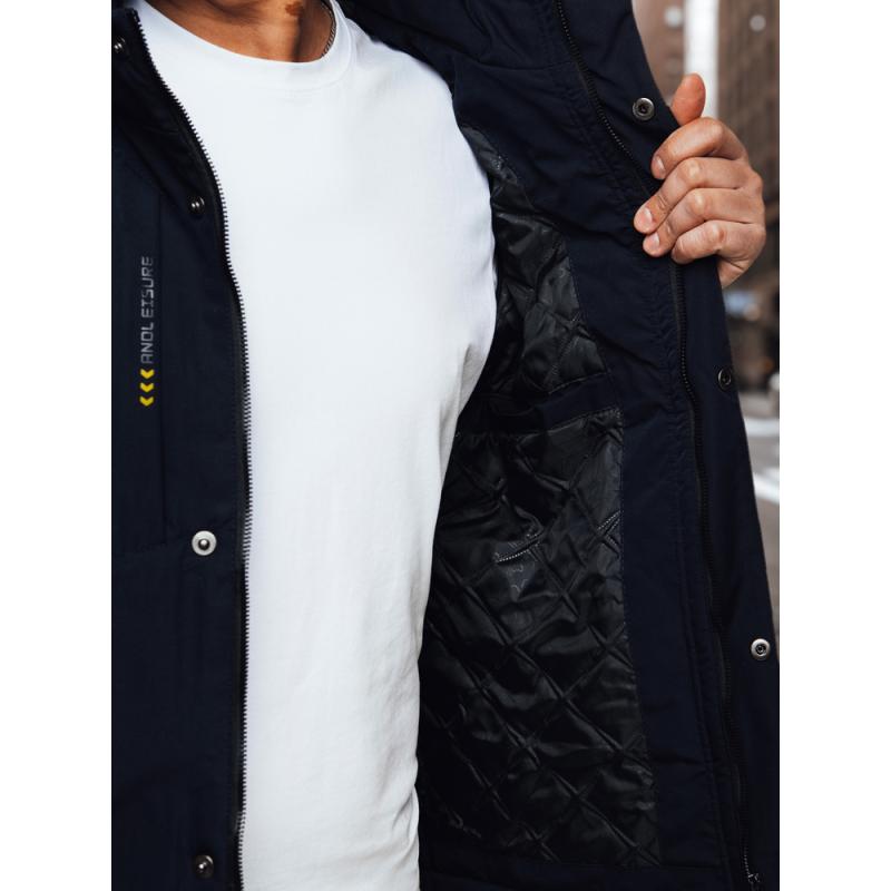 Pánská přechodová bunda s kapucí tmavě modrá