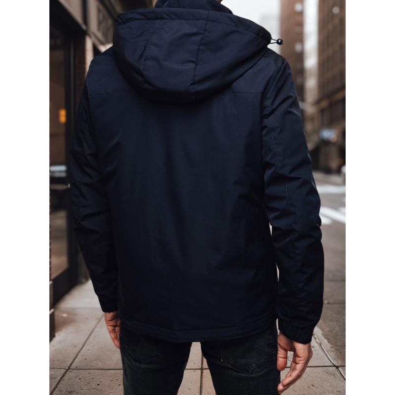 Pánská přechodová bunda s kapucí tmavě modrá
