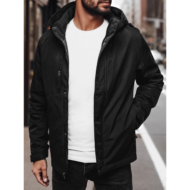 Pánska prechodová bunda s kapucňou čierna
