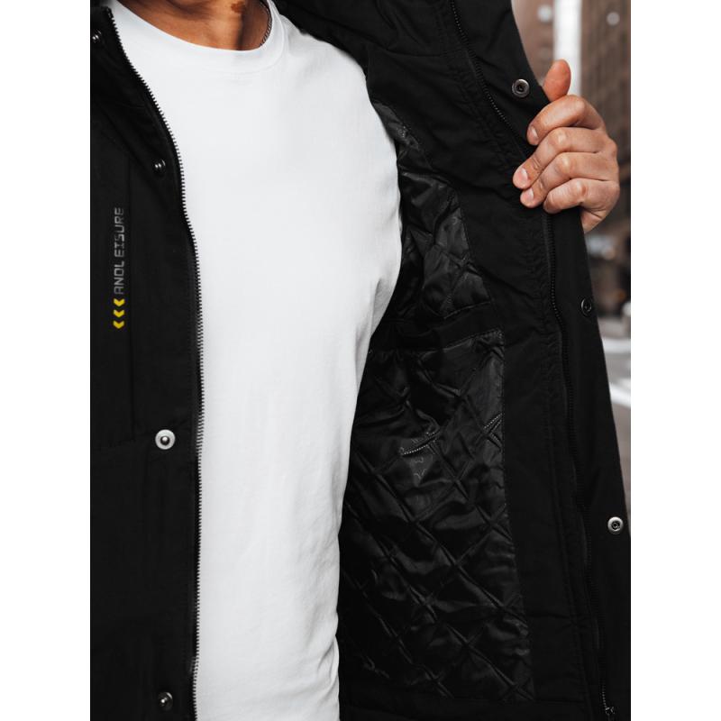 Pánska prechodová bunda s kapucňou čierna