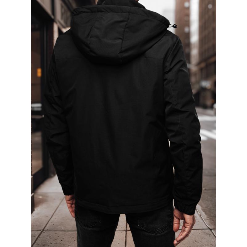 Pánska prechodová bunda s kapucňou čierna