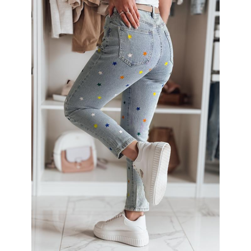 Női nadrág slim fit csillagokkal SHINYFIT kék